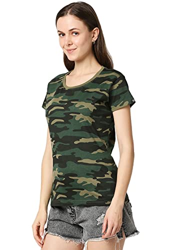 Image of Wear Your Opinion Women's Camouflage Army Military Stylish Half Sleeve Top T-Shirt