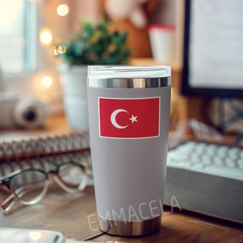Image of (3PCS) Turkey Flag stickers, Countries Flag Stickers - Waterproof Vinyl Decals For Laptops, Tumblers, Water Bottles, Books, Scrapbooks, Size 3 x 2 Inch
