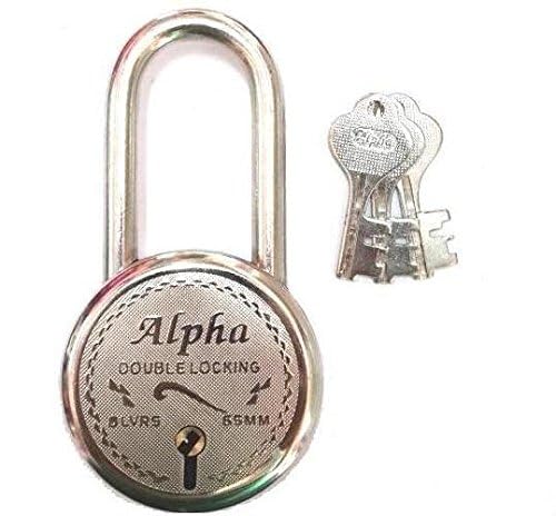 ADISON Alpha Lock and Key Double Locking System Stainless Steel Padlock, 65mm Width, 8 Levers, Medium Size, Pack of 1 Lock and 3 Keys Best heravy Duty Stainless Steel Lock/Padlock with 3 Extra Key-image-22
