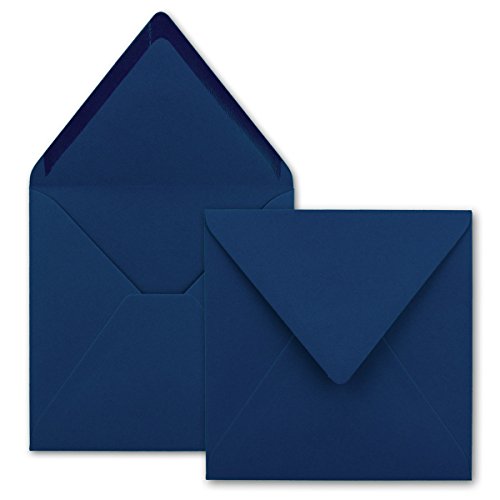 NEUSER PAPIER 10x square folding card set 15 x 15 cm, with envelopes & inserts & decorative ribbon, night blue - Image 3