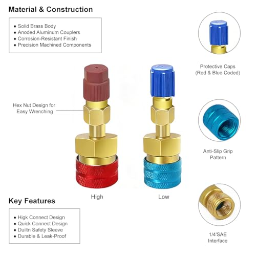 Conector rápido para conversión R1234YF a R134A en aire acondicionado miniatura 3
