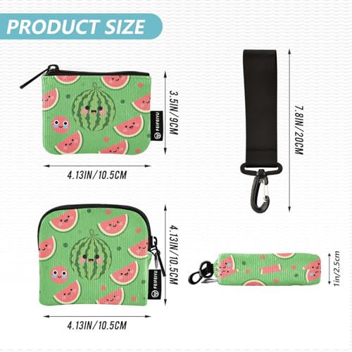 Cartoon Cute Red Watermelon Women's Wallets Card Cases Slim Detachable Credit Card Wallet Organizer with Zipper Coin Pocket for Ladies 2 Packs4