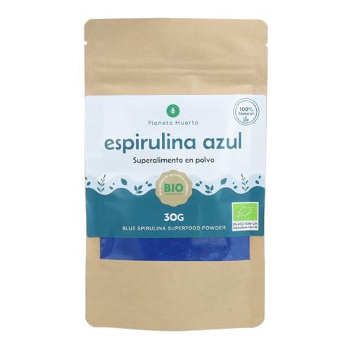 PLANETA HUERTO | Espirulina Azul en Polvo 30g – Espirulina Superalimento Natural con Alta Concentración de Proteínas y Antioxidantes, Rico en Ficocianina