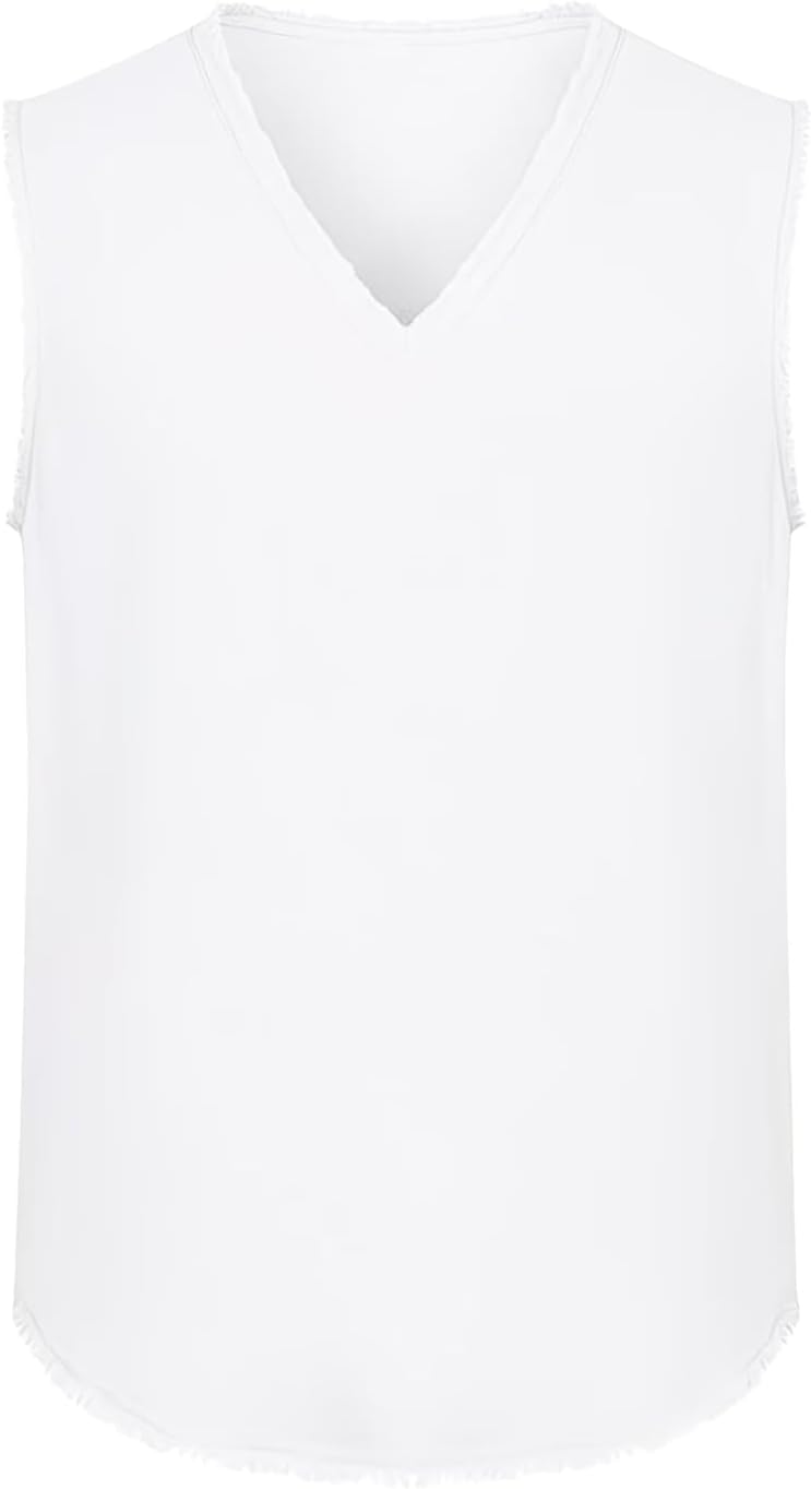 Mens V Neck Tank Tops Men's Fashion Beach Summer Tee Vacation Sleeveless Shirts for Men Classic Basic Solid Clothing