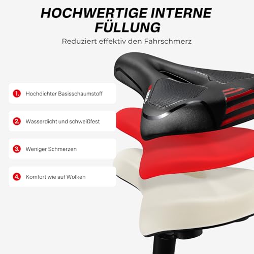 YOUNGDO Fahrradsattel, Gel Fahrradsitz, breiter, weicher, komfortabel atmungsaktiv stoßdämpfend, Ergonomisch Fahrrad Sattel mit wasserdichte Abdeckung