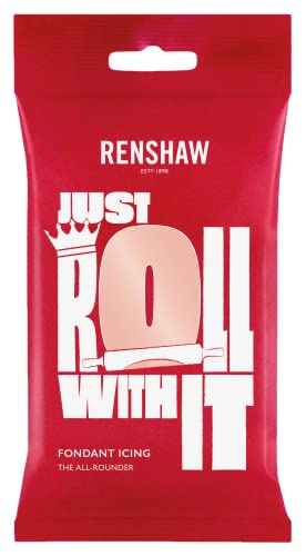 RENSHAW Ready to Roll Fondant Icing, Coloured Ready to Roll Icing, Sugar Paste for celebration, sculpted cakes, cupcakes & decorations. Renshaw Coloured Fondant Icing - PEACH BLUSH 250g