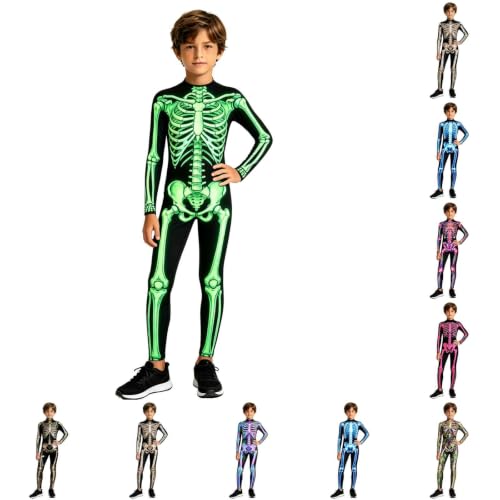 Boys Skeleton Halloween Costume Bone Outfit Bone Jumpsuit With Front Zip - image 1