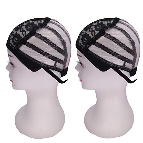 2Pcs Ventilated Wig Cap for Wig Making with Plastic Breathable Wig Cap with Adjustable Straps Mesh Wig Cap for Women for Making Wigs 2 Count (Pack of