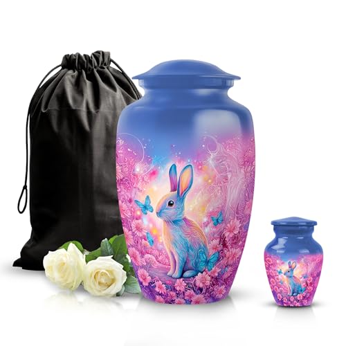 Image of Rabbit Urn - Human Remains Urn - Combo 1 - Large with 3 Inch Pack of 1 - Urns for Adult Male & Female - Burial for Adult Male & Female - Keepsakes Urns for Ashes