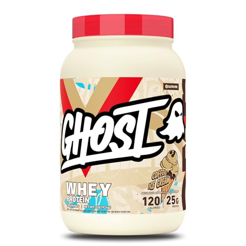 GHOST Whey Protein Powder, Coffee Ice Cream - 2LB, 25G