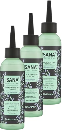ISANA PROFESSIONAL Tónico para el cabello y el cuero cabelludo, romero, 450 ml (3 x 150 ml) – Apoya el crecimiento natural del cabello, previene la caída del cabello, para todo tipo de cabello