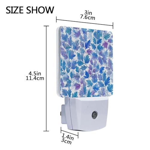 Lámpara de noche con sensor LED patrón hojas azul miniatura 3