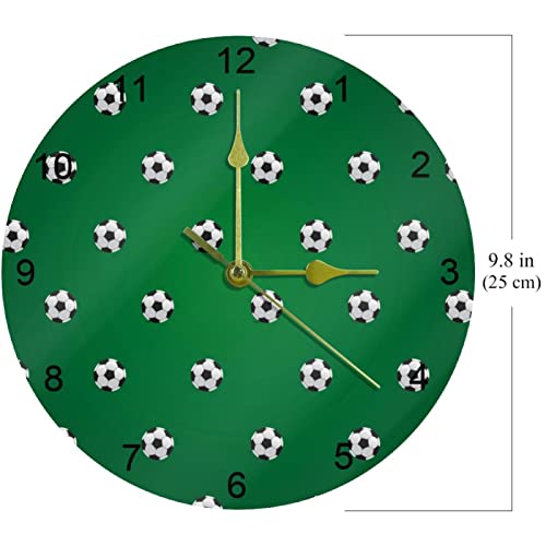 Horloge murale cuisine et salon au motif ballon de football rond à piles - 7