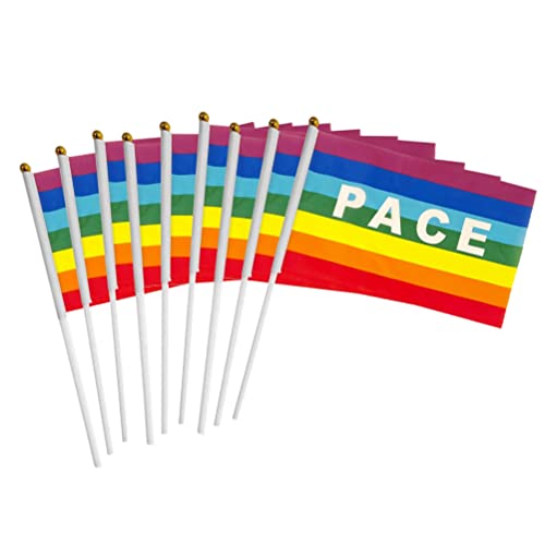 Tumnea Stock Flag Peace, Pace Flag Mini Peace Flag Flag Rainbow Flag with PACE Flag Polyester Peace Flag - 50/100 pieces