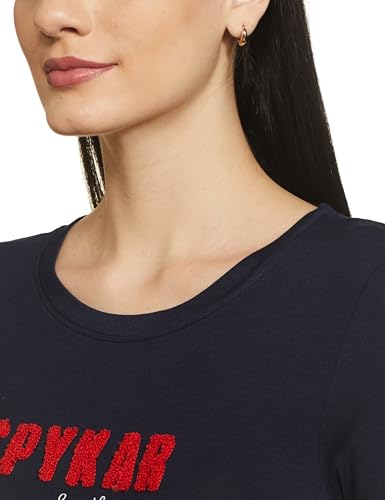 Image of Spykar Women's Cotton Printed Slim Fit T-Shirt