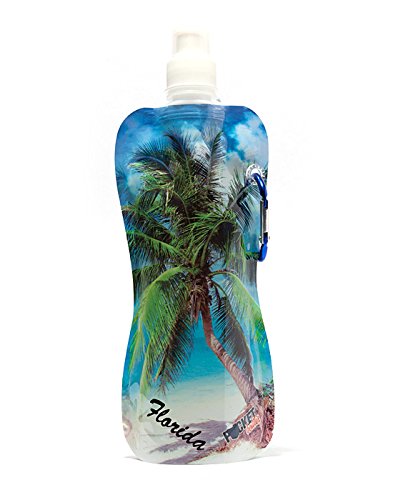 Pocket BottlesZees Inc Cb1029 Beach Sunny Foldable Bottle, 16 Oz, Multicolor
