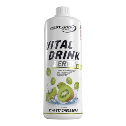 Best Body Nutrition ZEROP Vital Zuckerfreies Getränkekonzentrat Sirup Kiwi-Stachelbeere Ohne Aspartam 1 L ergibt 8 ...