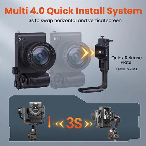 Image of hohem Isteady MT2 3-Axis Gimbal Stabilizer for Mirrorless, Pocket & Action Cameras, Smartphone & iPhone, Black