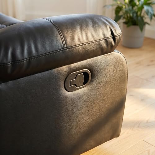 Image of Leather Recliner Loveseat Set, Comfortable Power Leather Sectional Set with USB Charging Port, Modern Ergonomic Spacious Sectional Couch for Living Room, Apartment, Home Theater, Black