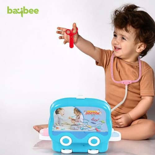 Image of Baybee Doctor Set Toy for Kids | Foldable Suitcase Pretend Play Kit with Medical Tools | Role Play Game for Boys & Girls 3+ Years (Blue)