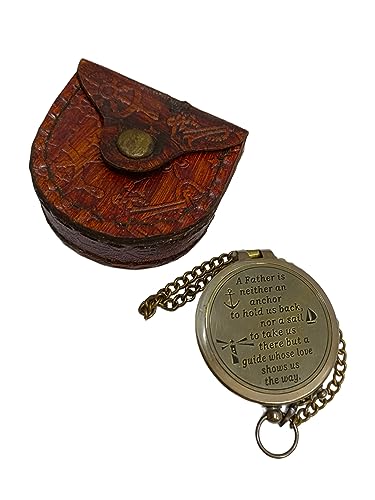 Brújula Vintage de Latón con Caja de Cuero y Cita Grabada miniatura 4