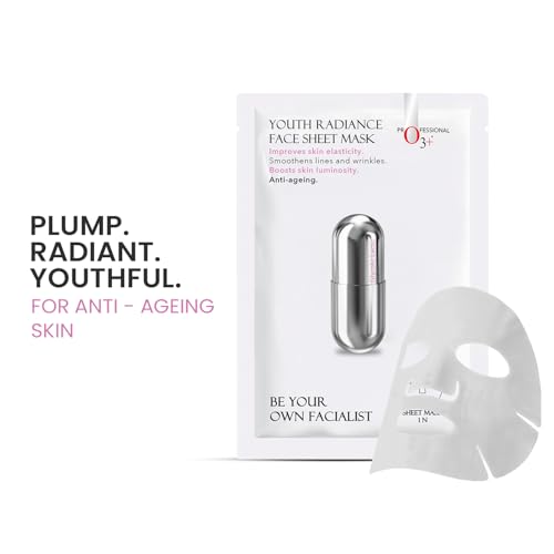 Image of O3+ Facialist Youth Radiance Face Sheet Mask 30g, Collagen & Glycolic Acid for Brightening, Firming Skin, Reduces Fine Lines, Wrinkles & Puffiness, Suitable for All Skin Types