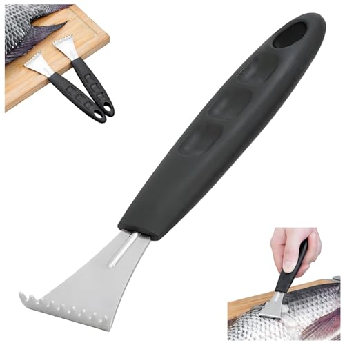 2025 Fish Scales Scraping Tool, Fish Scale Remover, Sharp Stainless Steel Fish Scaler,Fish Descaler Tool for Restaurant Chef and for Family Kitchen, Seafood Markets (1 Pcs)
