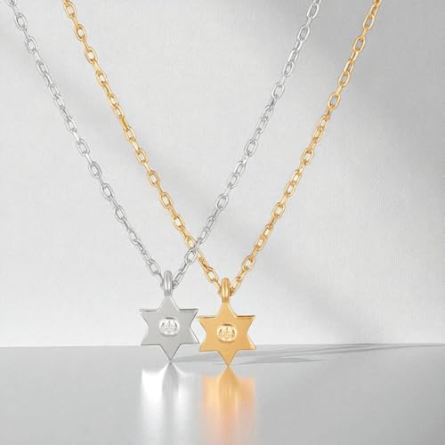 Alef Bet by Paula Sterling Silver Tiny Jewish Star of David Necklace for Women on a Chain4