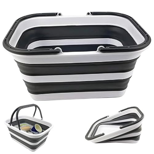 Cesta Plegable Cesta Plegable de PP TPE de Gran Capacidad de 15 x 11 x 7 con asa Tina apilable de Grado alimenticio para Camping, Picnic, lavandería y más