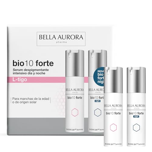 BELLA AURORA - Pack Bio 10 Forte L-Tigo 30 ml + Night 30 ml, Tratamiento Despigmentante Intensivo, Crema y Sérum Antimanchas, para Todo Tipo de Piel, Tecnología B-CORE221
