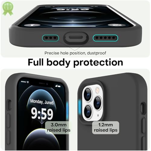 Image of LOVE 3000 Compatible with iPhone 12 Pro Max Phone Case | Thickening 2.1 MM Liquid Silicone | Anti-Scratch Microfiber Lining | Full-Body Duty Heavy Protection Case for Men, Black