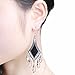 She Lian Vintage Silver Tone Rhinestone Jewelry Big Dangle Chandelier Earrings for Women