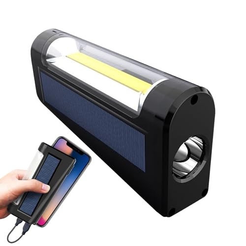 Linencias Recargables - Luz De Campamento Solar Multifuncional | Linterna Brillante Resistente A La Intemperie, Banco De Energía De Carga USB, Diseño Compacto Para Viajes, Supervivencia, Situaciones D