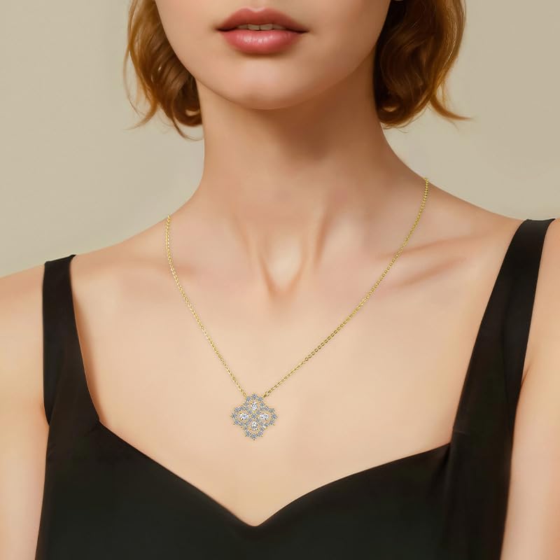 Collier trèfle moissanite brillant idée cadeau romantique pour femme - 4