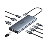 QGeeM USB Cハブ 8イン1拡張スプリッター シングル8K、デュアル4K@60Hz HDMI Thunderbolt 3/4/5用 マルチポートUSB C - イーサネットアダプター ノートパソコン Type Cデバイス USB A 10Gbps データ PD100W-M1/M2 ディスプレイ1台のみ