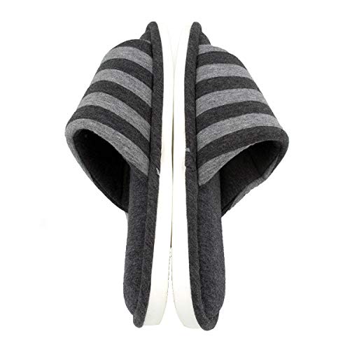 Sunshine Code Men's Women's Memory Foam Cotton Washable Stripe Slippers for Travel House Hotel Spa Bedroom4
