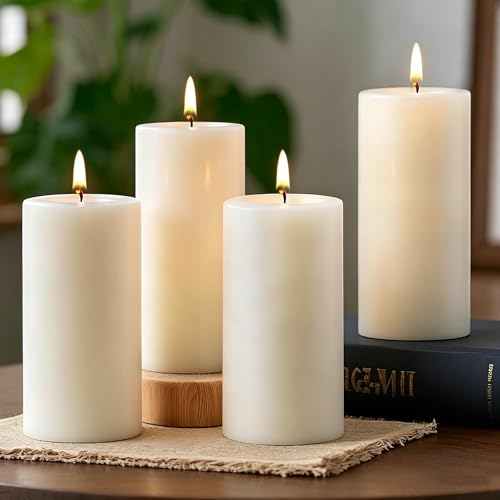 Lot de 4 bougies pilier sans odeur pour lanterne extérieure et salon moderne