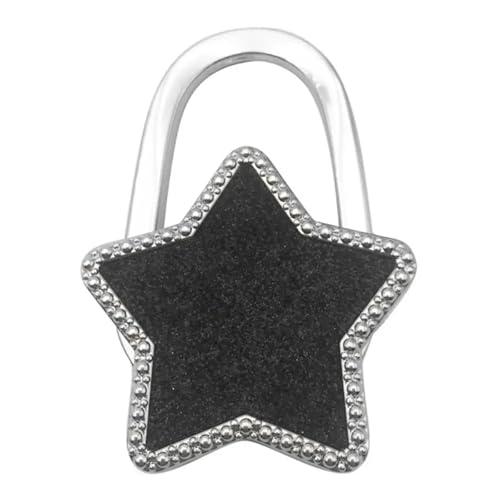 Cuelga bolsos mesa Gancho portátil con forma de estrella for bolso, brillante, plegable, for mesa, llavero, bonito colgante for , ganchos multiusos Soporte para bolsos de mano multiusos(Black-A)