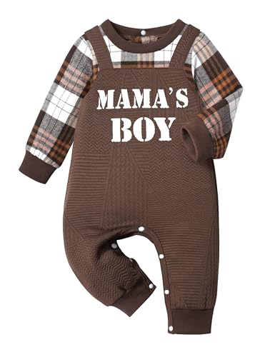 Image of TyeSmo Baby Boy Clothes Long Sleeve Plaid Romper