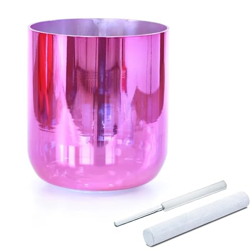 パープルカラーのクリスタルシンギングボウル、クリスタルストライカースエードマレットとOリング付き、ヨガ瞑想サウンドバス用のクリアチャクラサウンドボウル(432Hz,7 inch A Note)