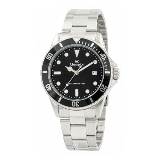 Relógio Masculino Champion Aço Inoxidável Prata Mostrador Preto Grande Analógico Resistente a Água Original CA31266T