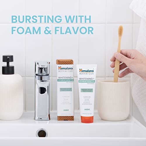 Himalaya Botanique Whitening + Hydroxyapatite Toothpaste For Whiter Teeth & Fresher Breath, Fights Plaque With Hydroxyapatite Support & Mint Flavor, Fluoride Free, Sls Free, & Vegan, 4.0 Oz (113G) #TOP2