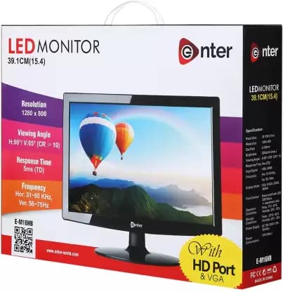 Enter 15.4 inch HD Monitor (E-M16HB) (Response Time: 5 ms, 80 Hz Refresh Rate)