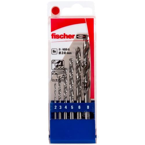 fischer Metallbohrer Set, 2 - 8 mm Durchmesser, Aufsätze für Bohrmaschinen, Bohrerset mit verschiedenen Größen, Werkzeug zum Bohren in Metall & Buntmetall, 6er Pack fischer Metallbohrer Set, 2 - 8 mm Durchmesser, Aufsätze für Bohrmaschinen, Bohrerset mit verschiedenen Größen, Werkzeug zum Bohren in Metall & Buntmetall, 6er Pack