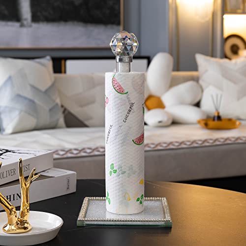 Hochance Clear Crystal Standing Paper Towel Roll Holder Countertop Weighted Rack,Glam Cute Bling Rhinestone Jeweled Diamonds Modern Decoration Christmas Housewarming Gifts For Kitchen Home Bar #TOP1