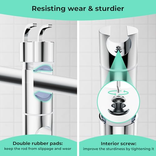Alyvisun Shower Head Holder with 2 Hooks for 20.5-23.5mm Shower Heads, Adjustable Shower Head Bracket for 16-27mm Slide Rod, Chrome Plated Shower Holder Replacement