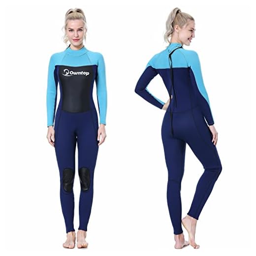 Damen Neoprenanzug - 3mm Neopren Ganzkörper Lange Ärmel Tauchanzug UV-Schutz Rücken-Reißverschluss Badeanzug zum Tauchen Surfen Schnorcheln Wassersport