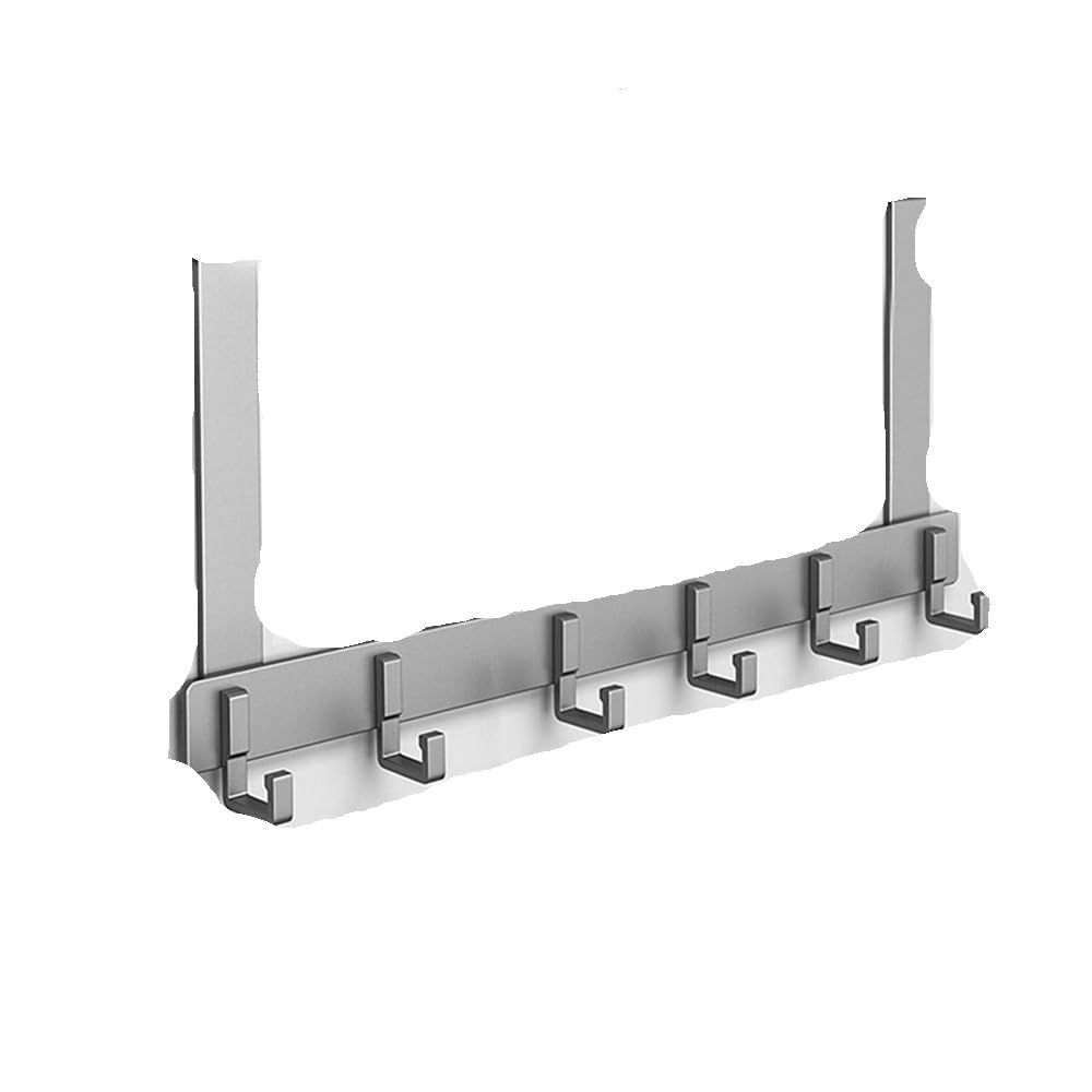 Sunrrafck Grey-18Cm 1Pcs Storage Hooks Over The Door 6 Clothes Coat Hat Towel Hanger Home Organizer Rack Bathroom Kitchen Accessories Holder(Grey-18Cm)