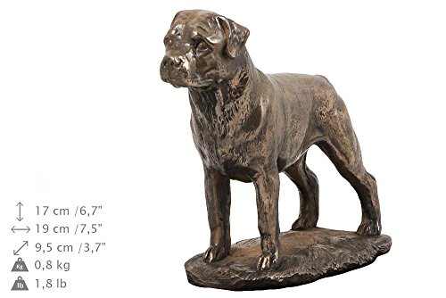 Urne pour les cendres de chien Rottweiler faite à la main en bronze