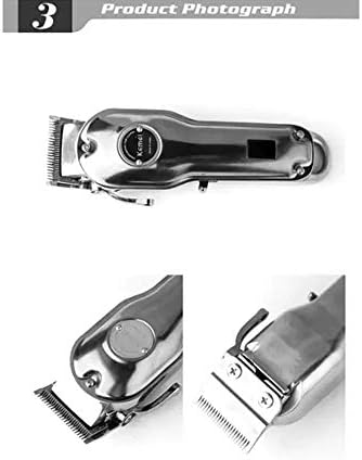 KEMEI Golden Cordless Hair Clipper Professional Hair Clippers Hair Trimmer for Men for Stylists and Barbers Full Metal Housing Hair Clipper USB Charge (Silvery)